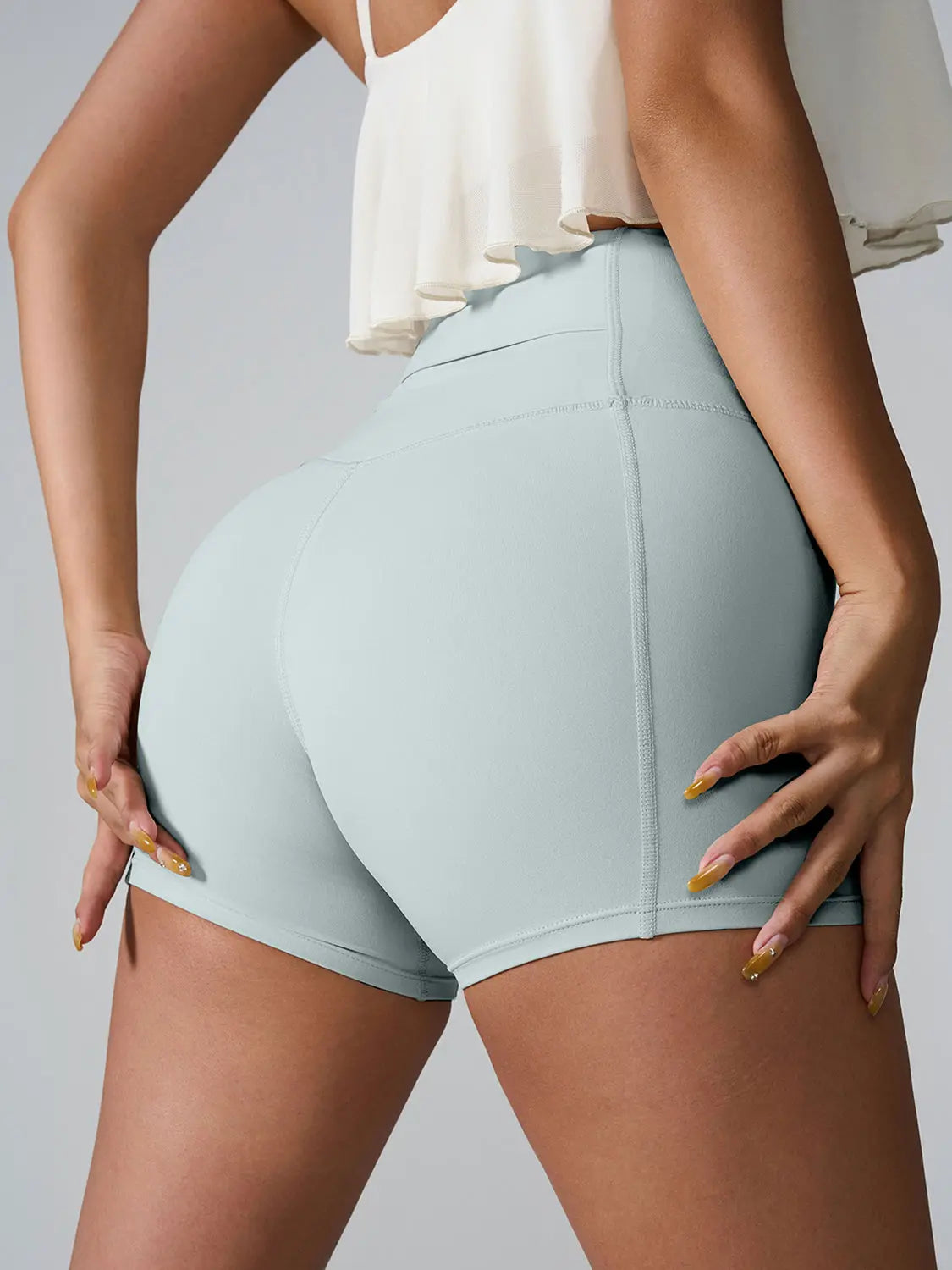 High Waist Active Shorts - GlossiChic Collection White / S GlossiChic Collection Activewear
