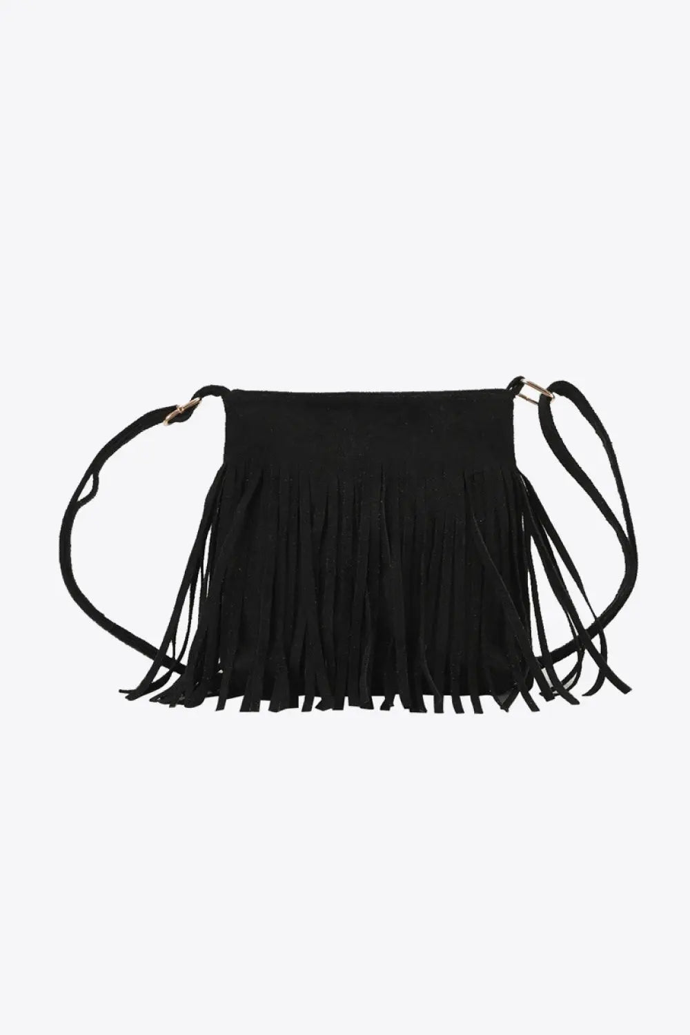 PU Leather Crossbody Bag with Fringe - GlossiChic Collection Black / One Size GlossiChic Collection handbags