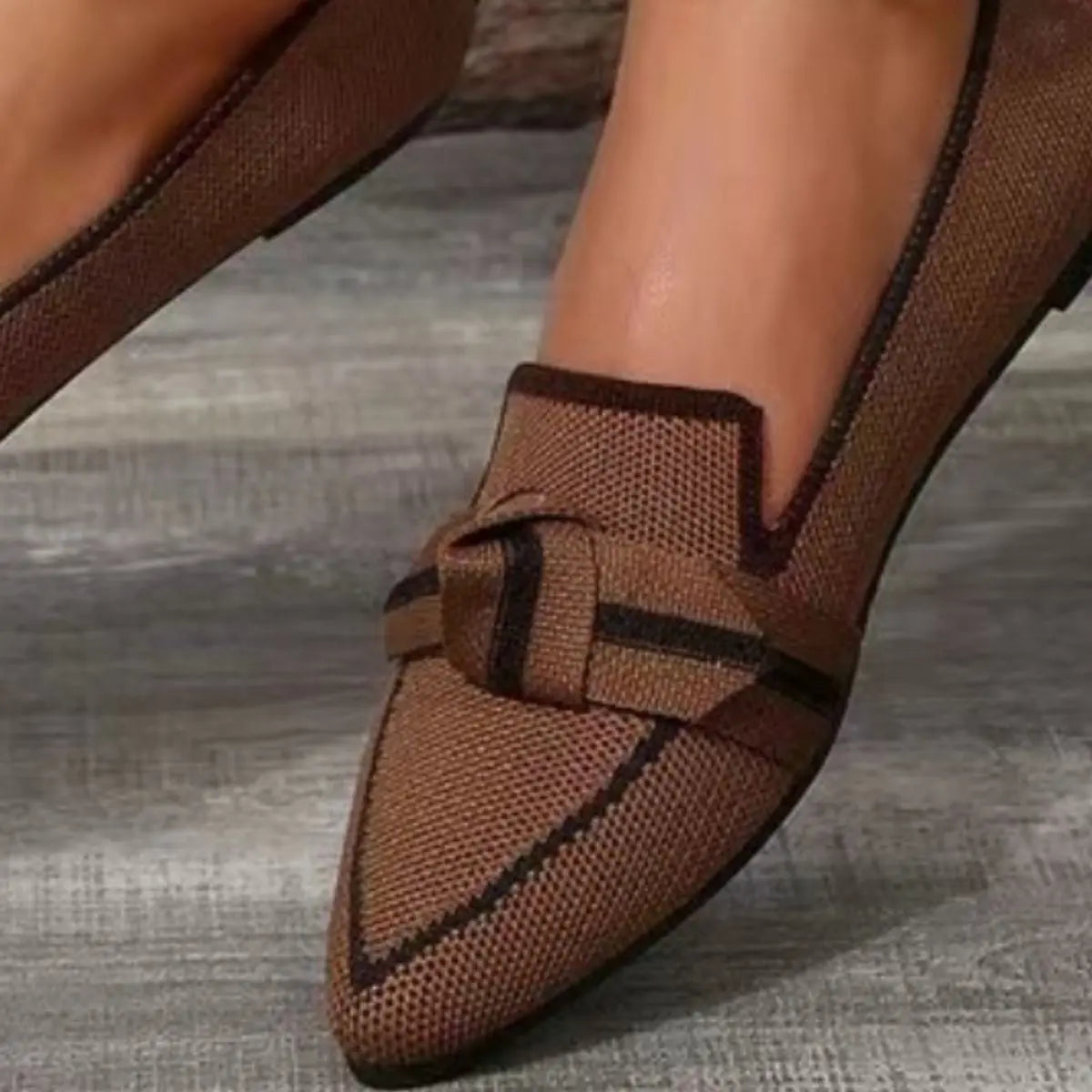 Bow Contrast Trim Point Toe Shoes - GlossiChic Collection Dusty Blue / 36(US5) GlossiChic Collection Shoes & Accessories