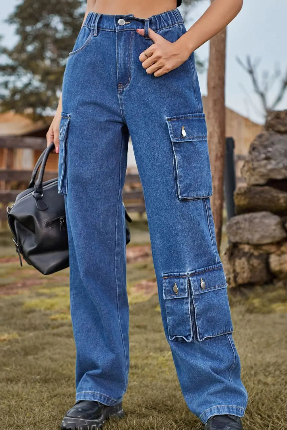 Loose Fit Long Jeans with Pockets - GlossiChic Collection Medium / S GlossiChic Collection Jeans, Pants, & Shorts
