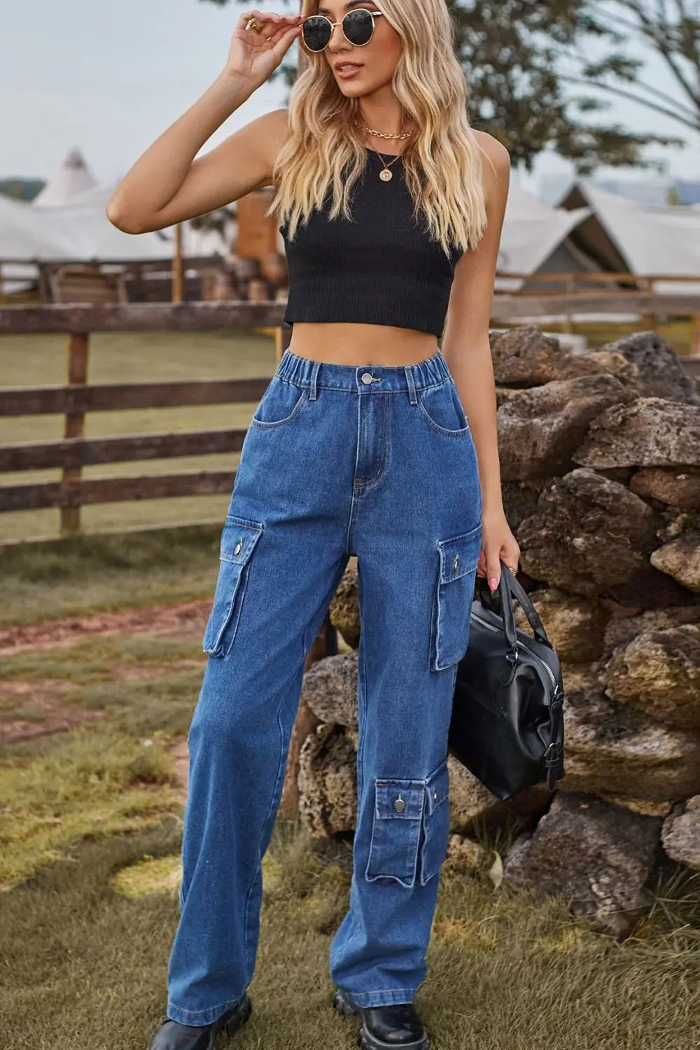 Loose Fit Long Jeans with Pockets - GlossiChic Collection Medium / S GlossiChic Collection Jeans, Pants, & Shorts