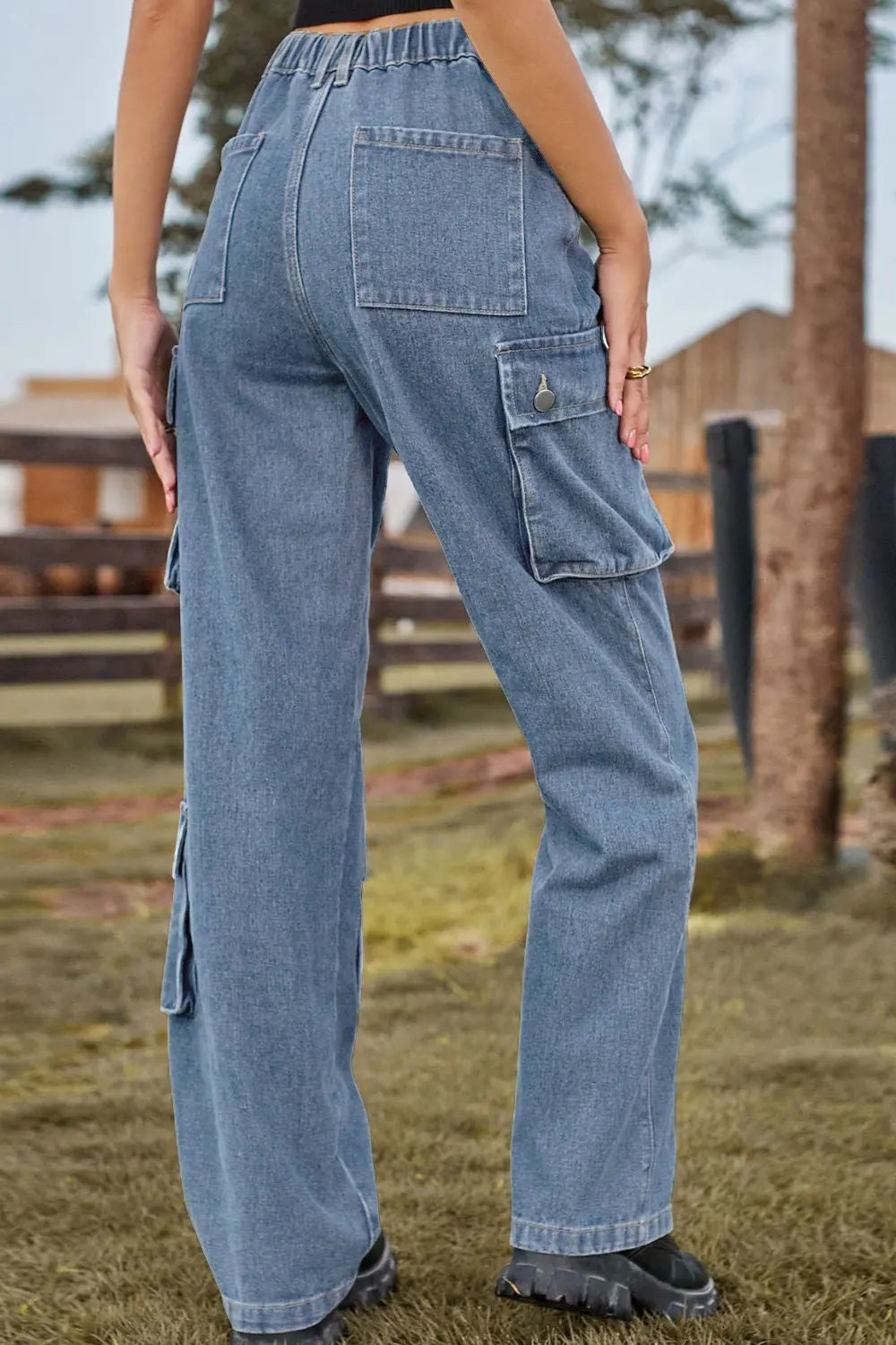 Loose Fit Long Jeans with Pockets - GlossiChic Collection Medium / S GlossiChic Collection Jeans, Pants, & Shorts