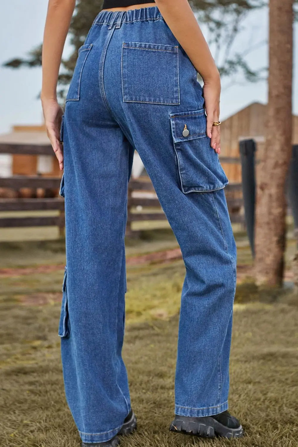 Loose Fit Long Jeans with Pockets - GlossiChic Collection Medium / S GlossiChic Collection Jeans, Pants, & Shorts