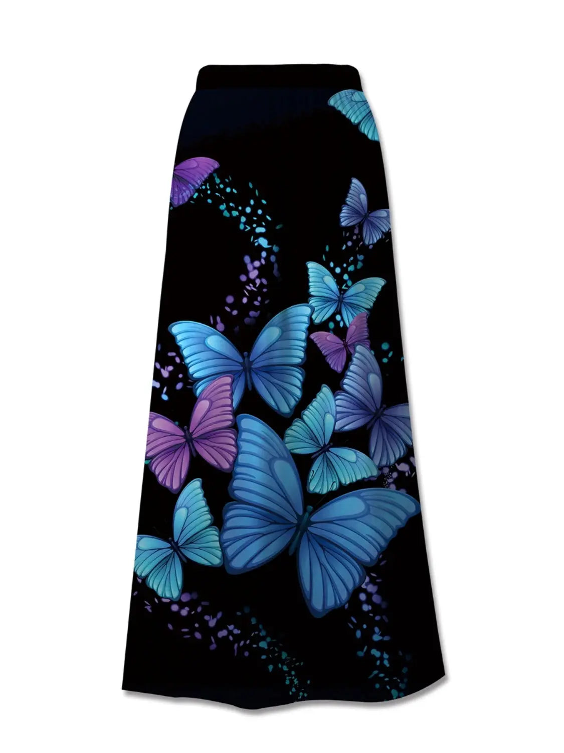 Printed Elastic Waist Midi Skirt - GlossiChic Collection Black / S GlossiChic Collection Dresses