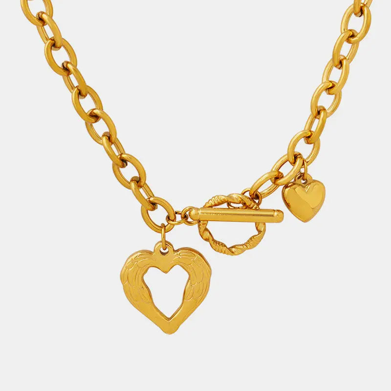Titanium Steel Heart Pendant Necklace - GlossiChic Collection Gold / One Size GlossiChic Collection jewelry