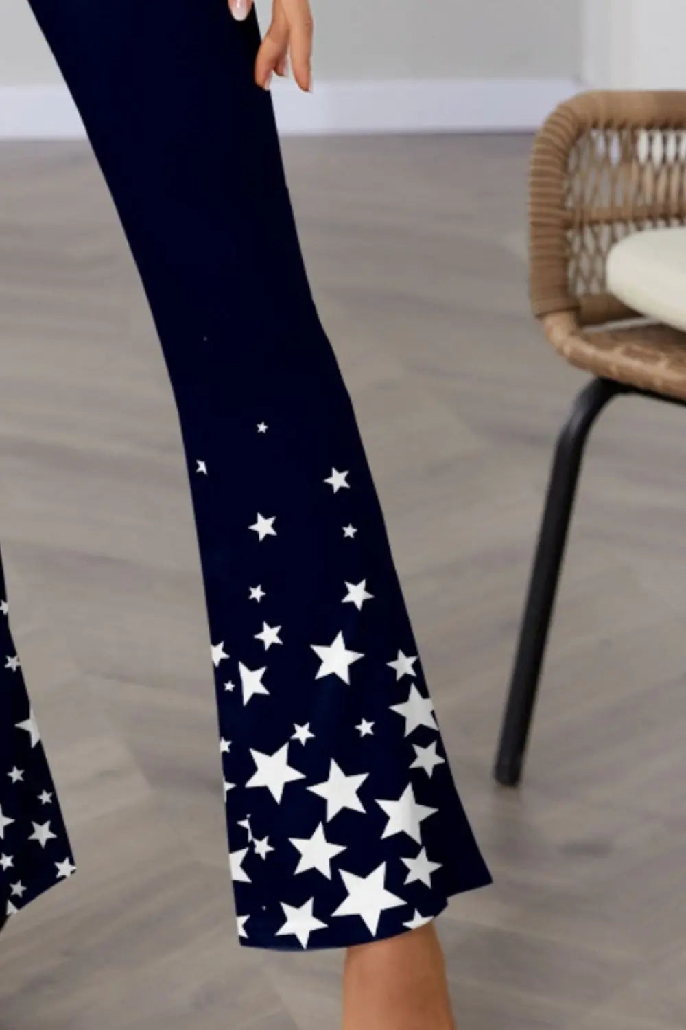 Star Elastic Waist Bootcut Pants - GlossiChic Collection Navy / S GlossiChic Collection Jeans, Pants, & Shorts