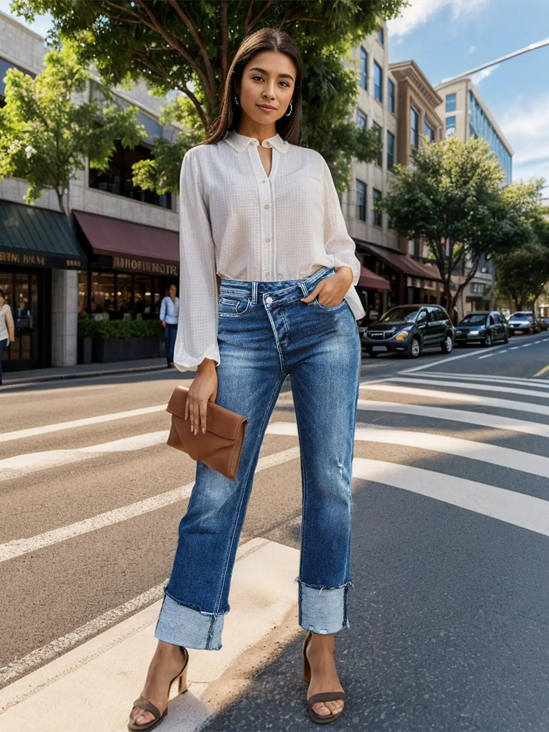 Mid-Rise Waist Jeans with Pockets - GlossiChic Collection Medium / S GlossiChic Collection Jeans, Pants, & Shorts