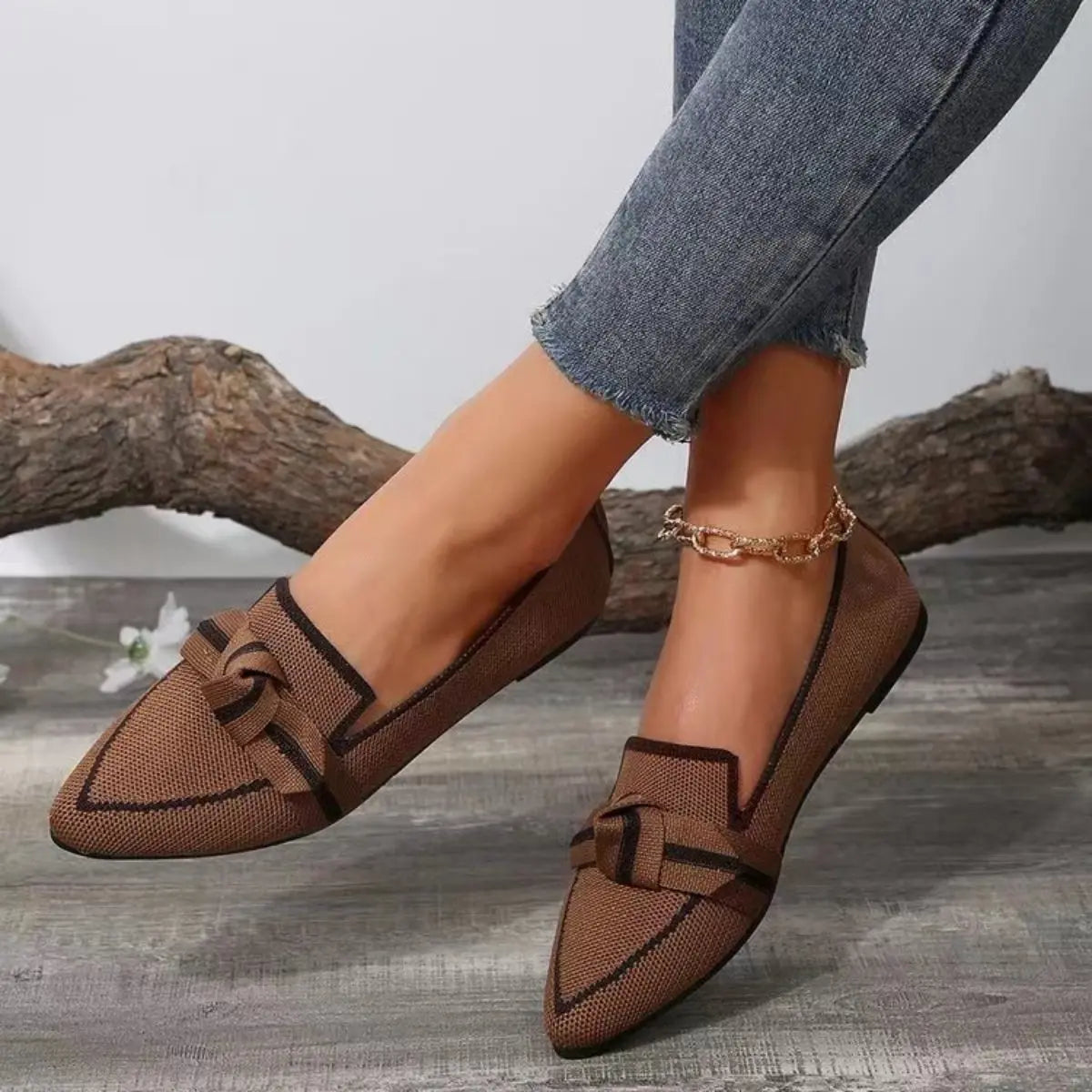 Bow Contrast Trim Point Toe Shoes - GlossiChic Collection Dusty Blue / 36(US5) GlossiChic Collection Shoes & Accessories
