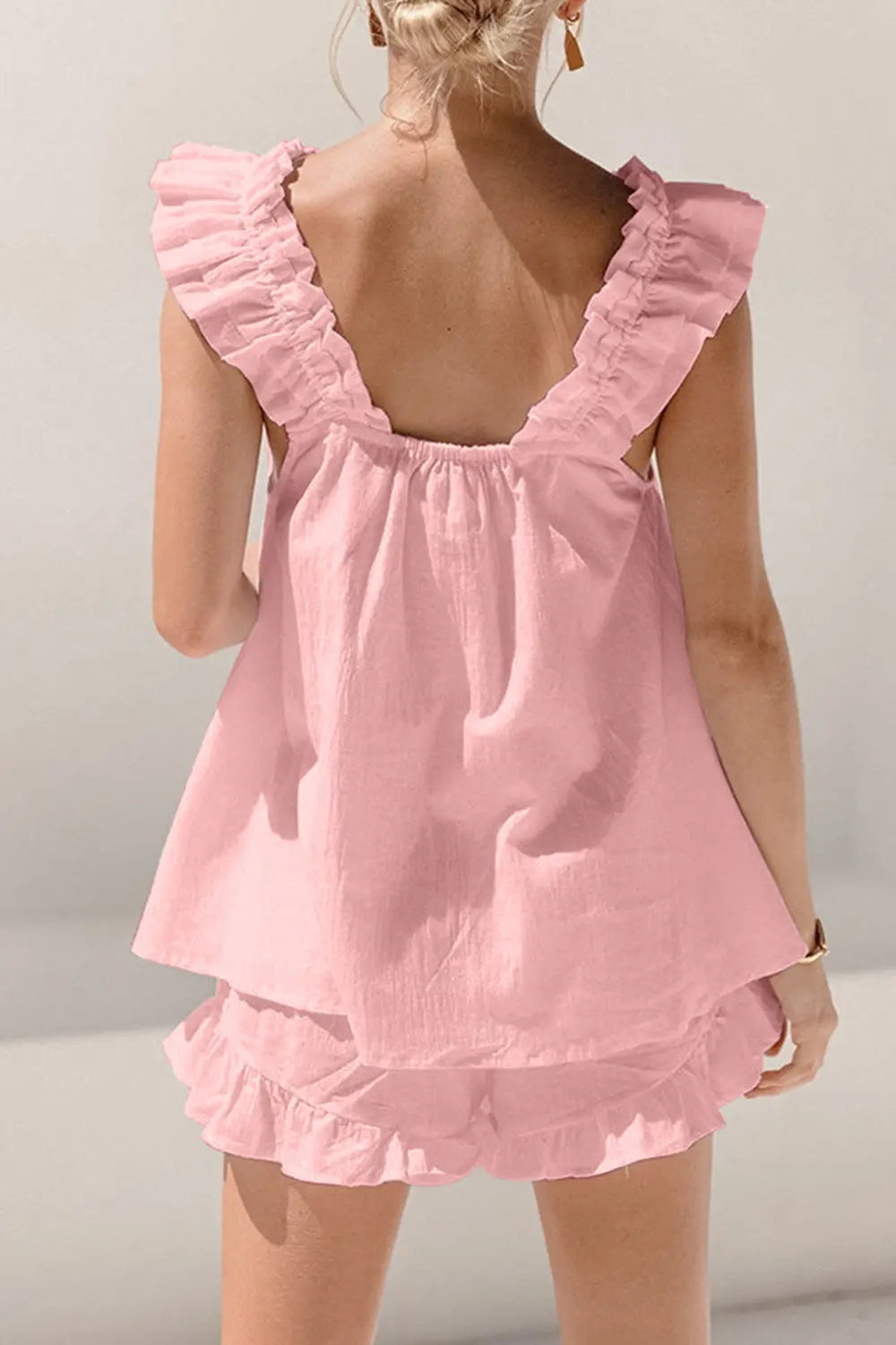 Ruffled Square Neck Top and Shorts Set - GlossiChic Collection White / S GlossiChic Collection Outfit Sets