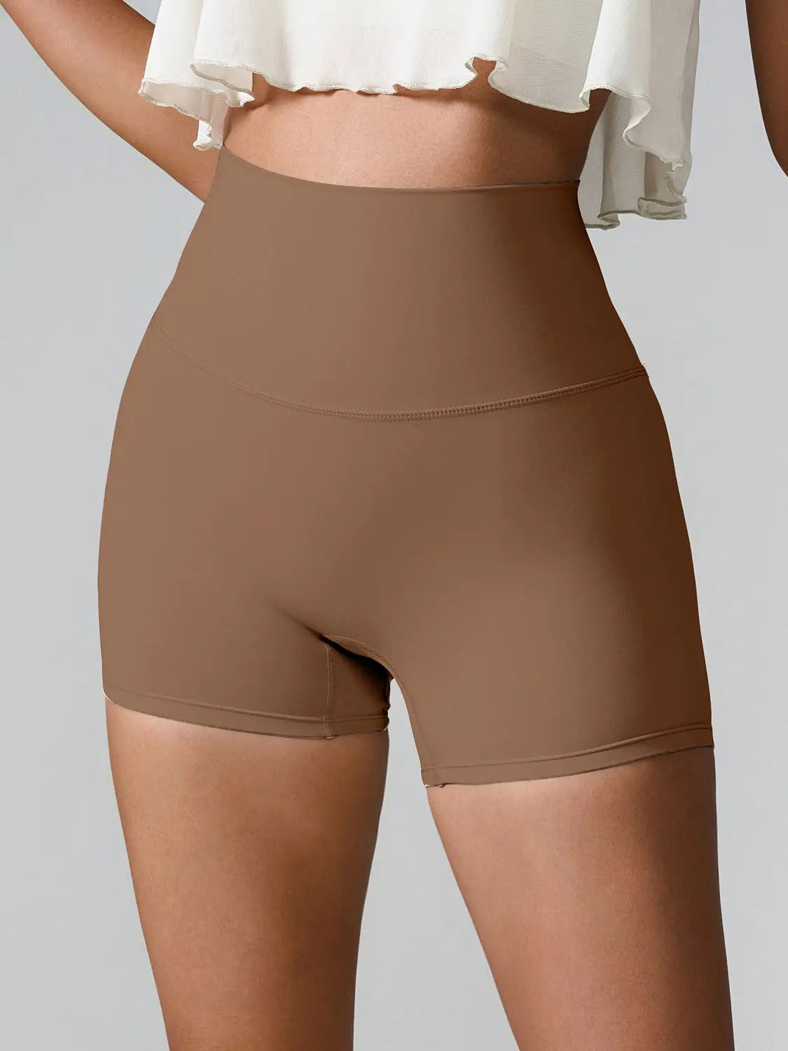 High Waist Active Shorts - GlossiChic Collection Chestnut / S GlossiChic Collection Activewear
