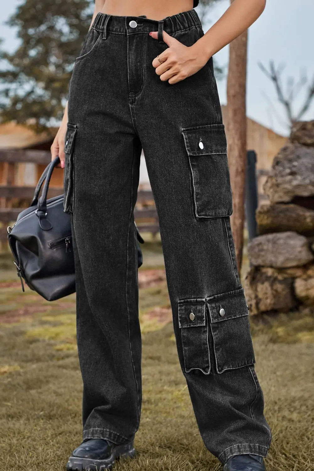 Loose Fit Long Jeans with Pockets - GlossiChic Collection Dark / S GlossiChic Collection Jeans, Pants, & Shorts