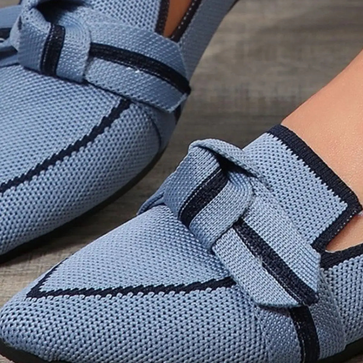Bow Contrast Trim Point Toe Shoes - GlossiChic Collection Dusty Blue / 36(US5) GlossiChic Collection Shoes & Accessories