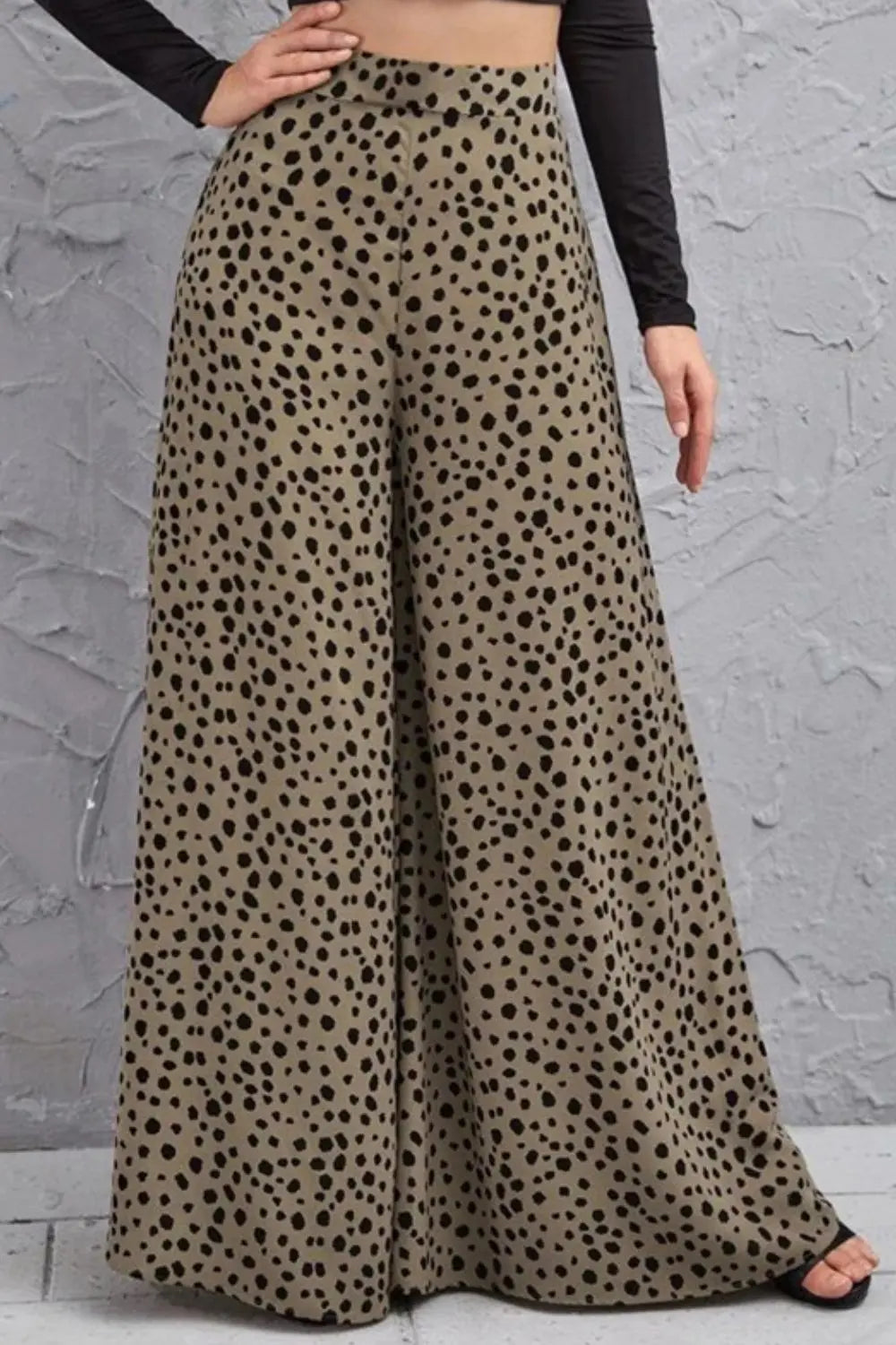 Animal Print High-Rise Culottes - GlossiChic Collection Olive / S GlossiChic Collection Jeans, Pants, & Shorts