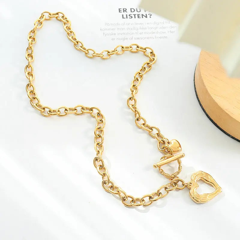Titanium Steel Heart Pendant Necklace - GlossiChic Collection Gold / One Size GlossiChic Collection jewelry