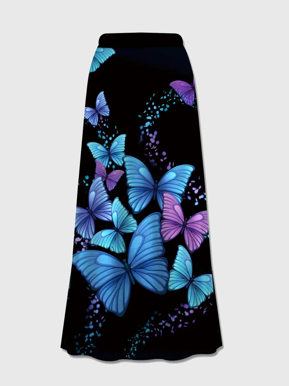 Printed Elastic Waist Midi Skirt - GlossiChic Collection Peacock Blue / S GlossiChic Collection Dresses