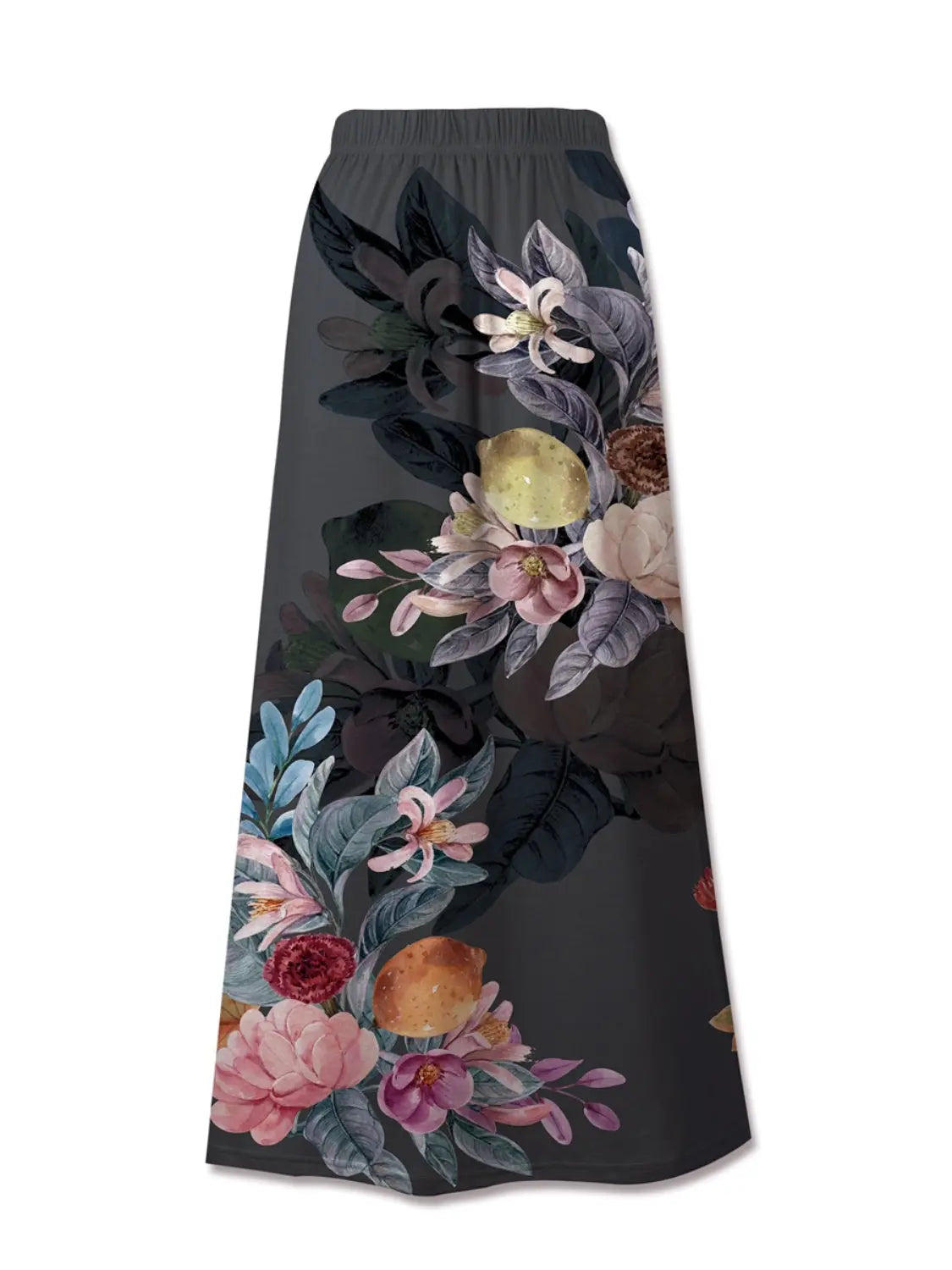 Printed Elastic Waist Midi Skirt - GlossiChic Collection Black / S GlossiChic Collection Dresses