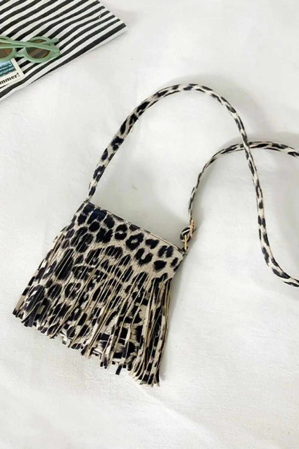 PU Leather Crossbody Bag with Fringe - GlossiChic Collection Ochre / One Size GlossiChic Collection handbags