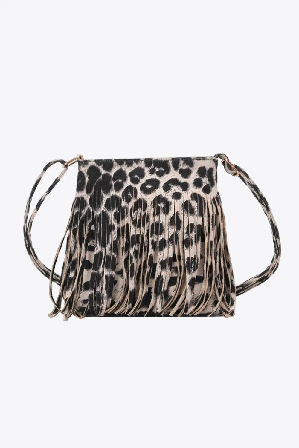 PU Leather Crossbody Bag with Fringe - GlossiChic Collection Cream / One Size GlossiChic Collection handbags