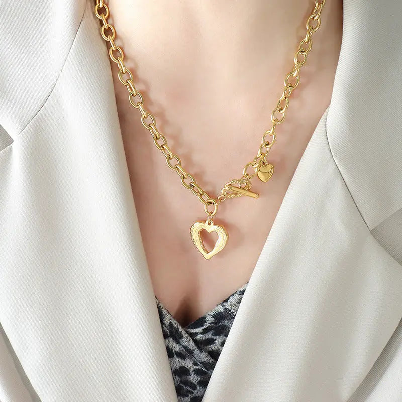 Titanium Steel Heart Pendant Necklace - GlossiChic Collection Gold / One Size GlossiChic Collection jewelry
