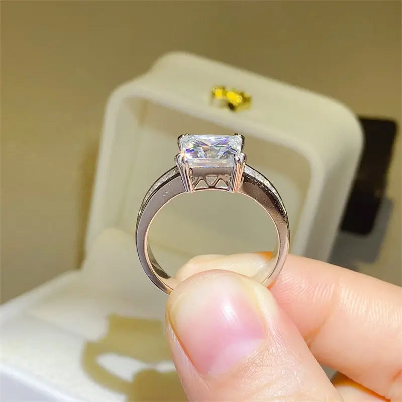 3 Carat Moissanite 925 Sterling Silver Square Shape Ring - GlossiChic Collection Silver / 5 GlossiChic Collection jewelry