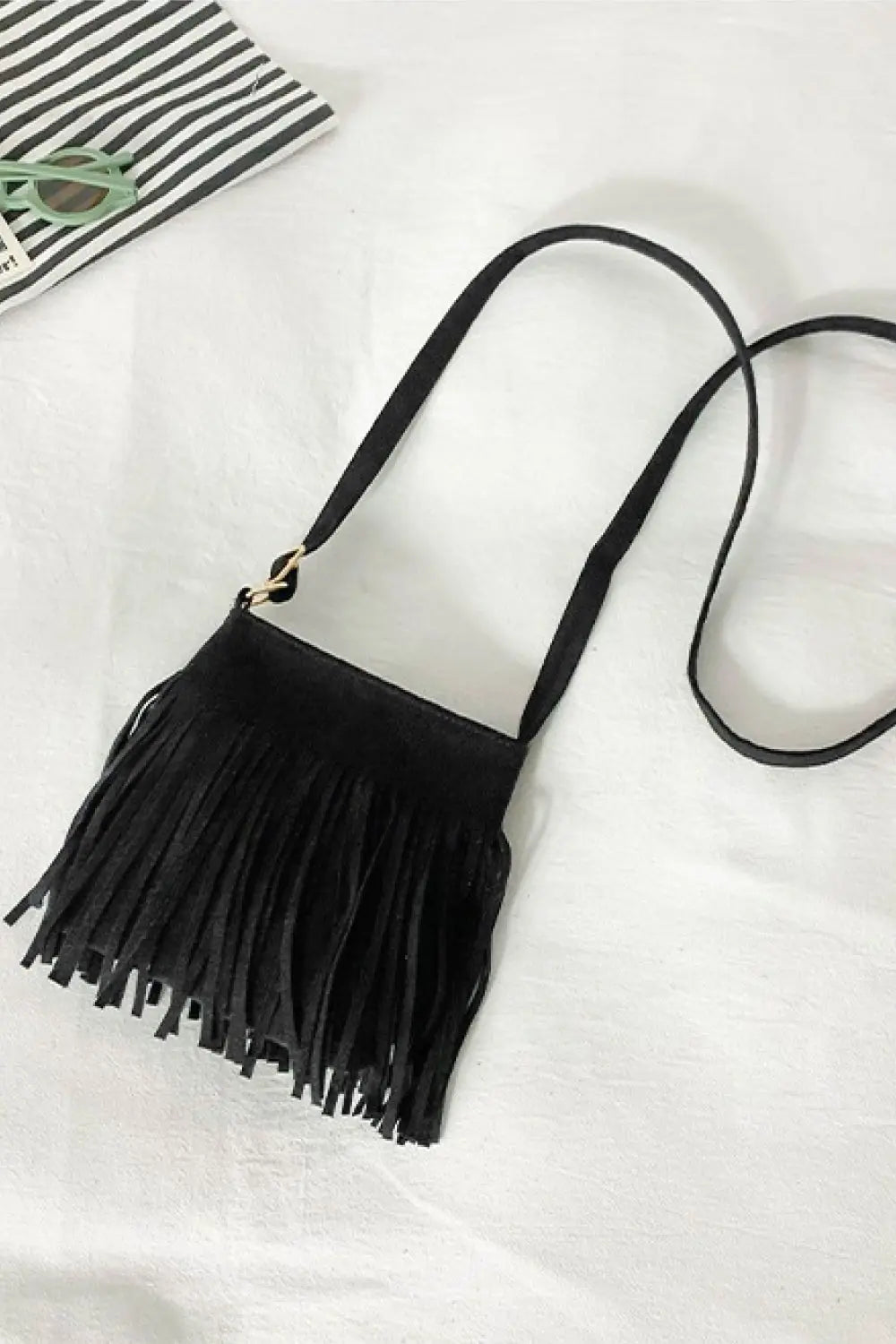 PU Leather Crossbody Bag with Fringe - GlossiChic Collection Ochre / One Size GlossiChic Collection handbags