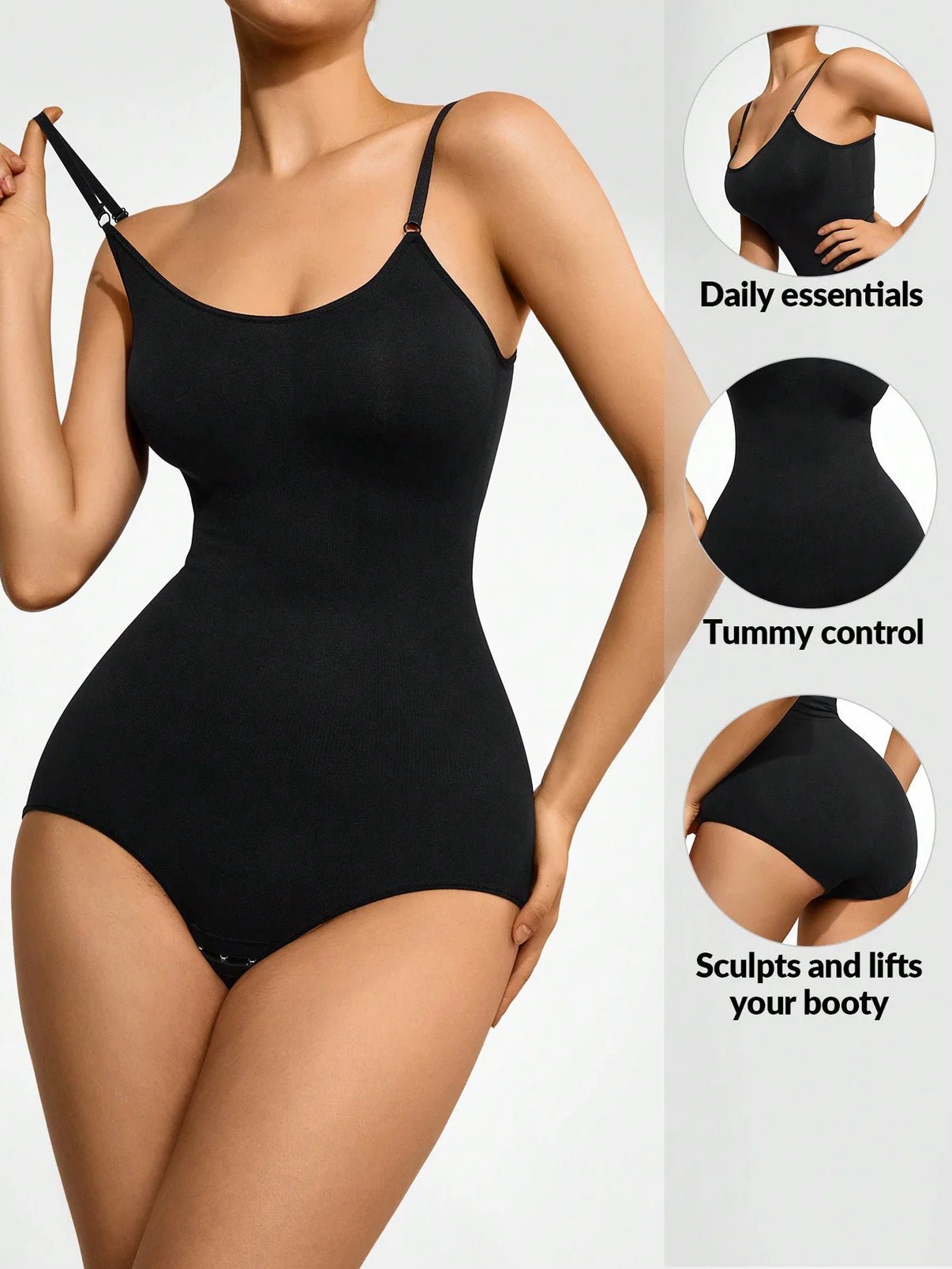Basic Bae Full Size Scoop Neck Butt Lifting Bodysuit - GlossiChic CollectionBodysuits