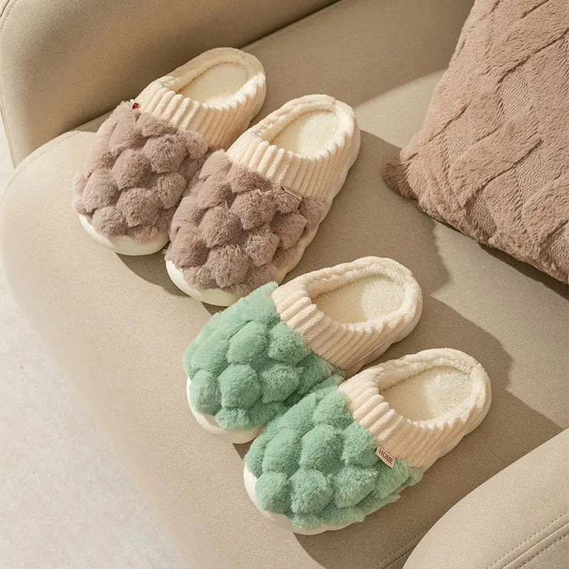 Household Indoor Warm Non-Slip Plush Slippers - GlossiChic Collection Hexagon Side Seam Gray / 40or41 GlossiChic Collection Shoes & Accessories