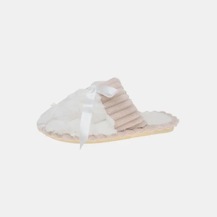 Bow Trim Contrast Slippers - GlossiChic CollectionShoes