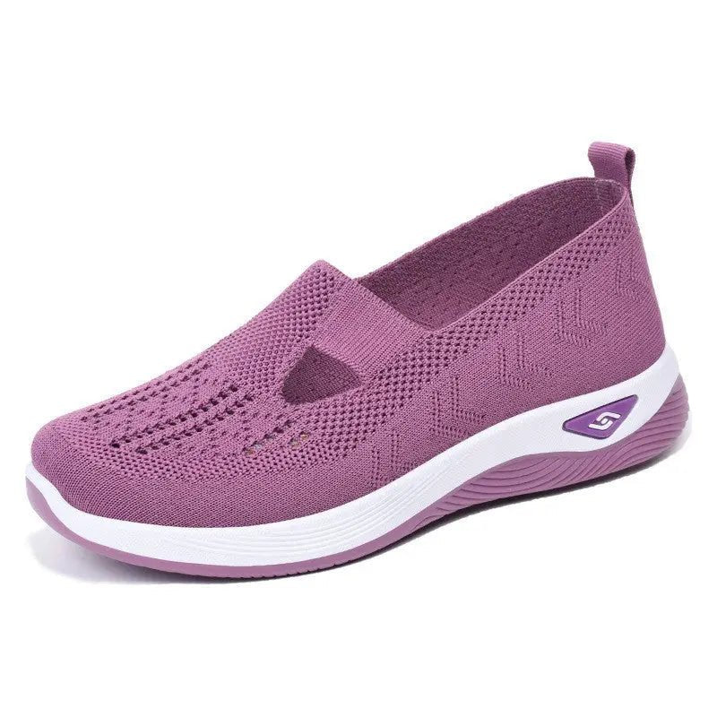 Breathable Mesh Round Toe Wedge Sneakers - GlossiChic CollectionShoes