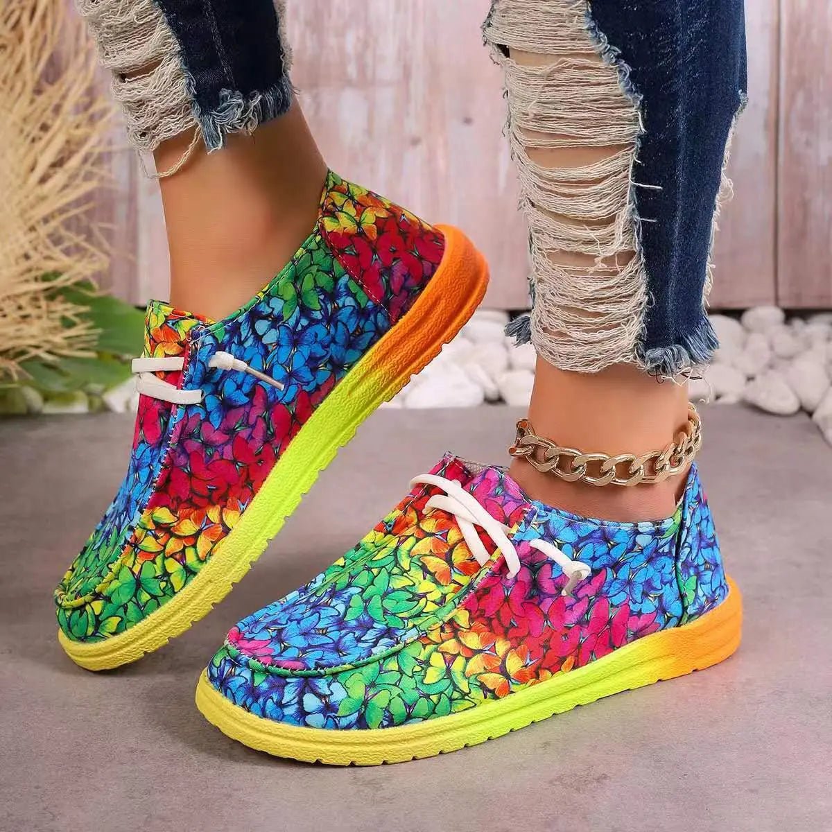 Colorful Round Toe Canvas Slip - Ons - GlossiChic CollectionShoes