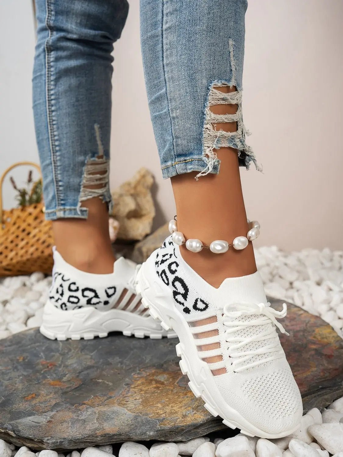 Cutout Leopard Lace Up Mesh Athletic - GlossiChic CollectionShoes