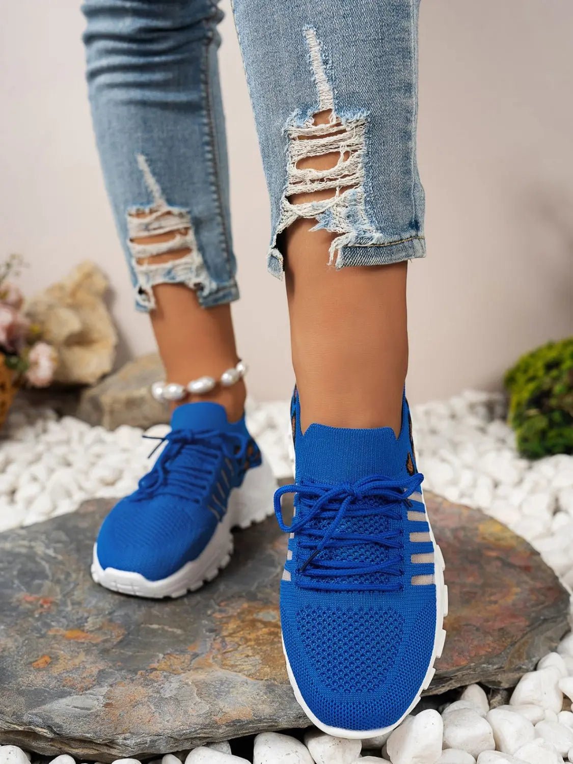 Cutout Leopard Lace Up Mesh Athletic - GlossiChic CollectionShoes