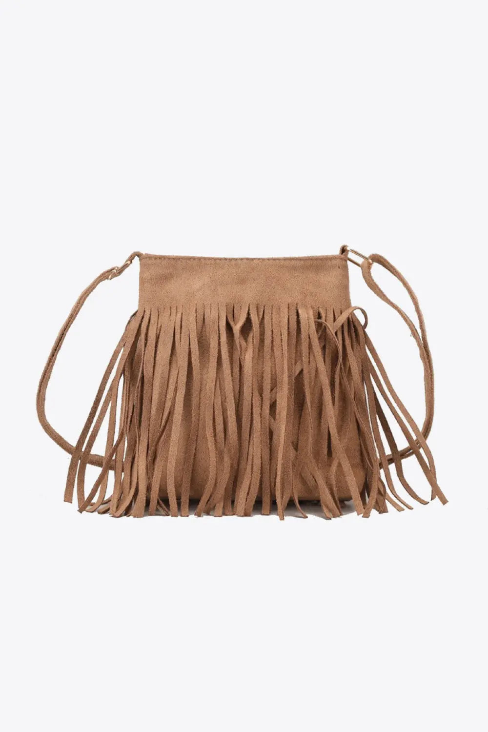 PU Leather Crossbody Bag with Fringe - GlossiChic Collection Caramel / One Size GlossiChic Collection handbags