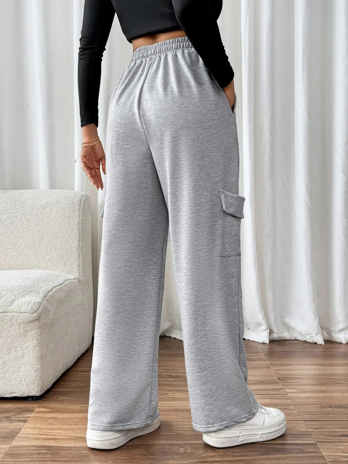 Drawstring Elastic Waist Joggers with Pockets - GlossiChic CollectionJeans, Pants, & Shorts