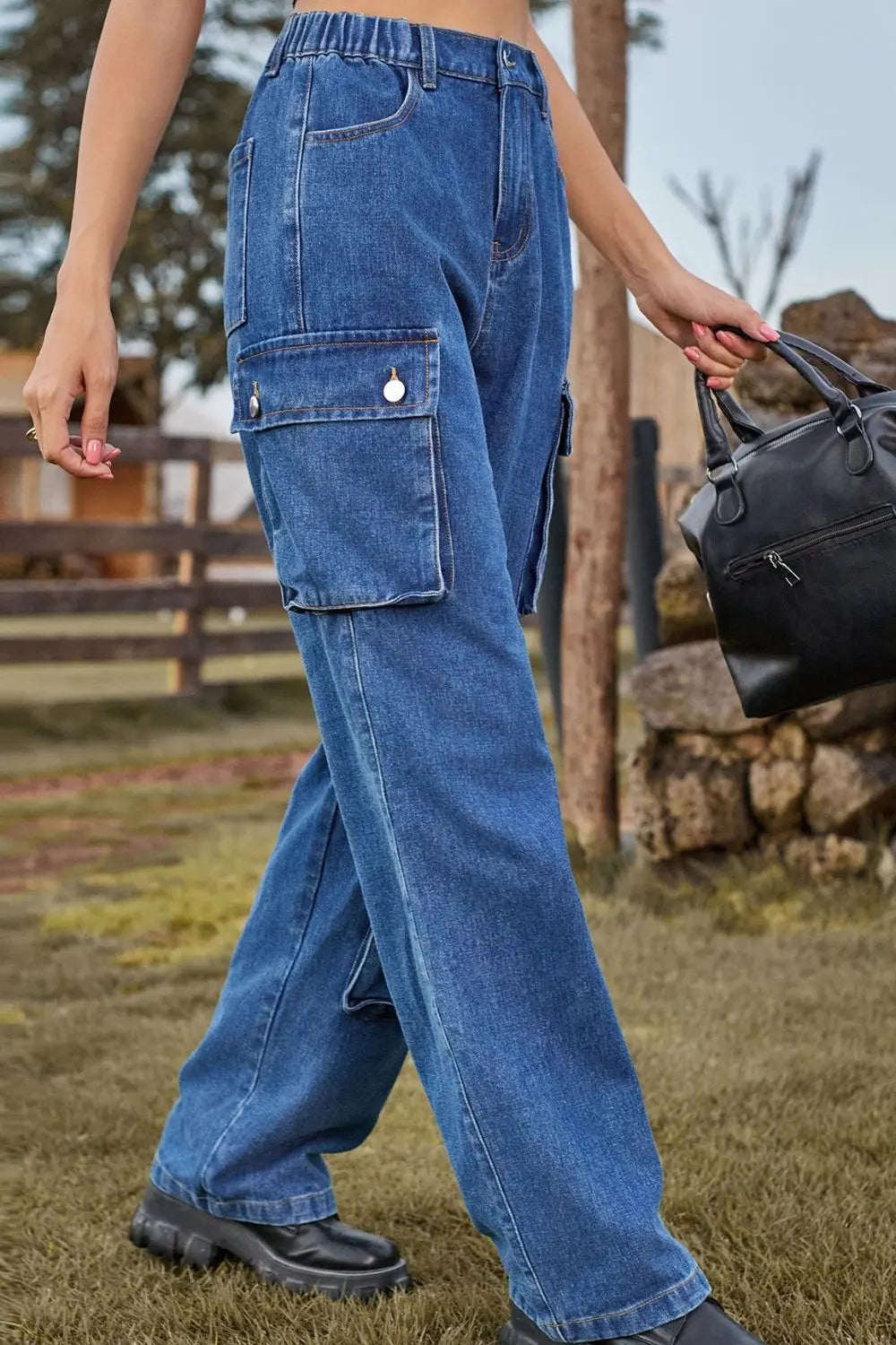 Loose Fit Long Jeans with Pockets - GlossiChic Collection Medium / S GlossiChic Collection Jeans, Pants, & Shorts