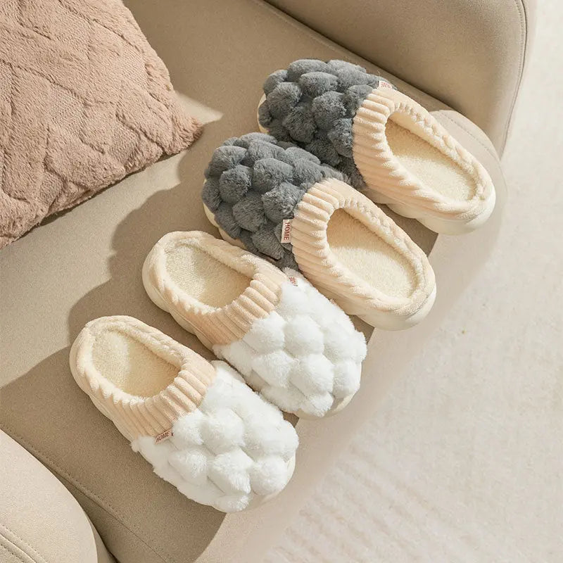 Household Indoor Warm Non-Slip Plush Slippers - GlossiChic Collection Hexagon Side Seam Gray / 40or41 GlossiChic Collection Shoes & Accessories