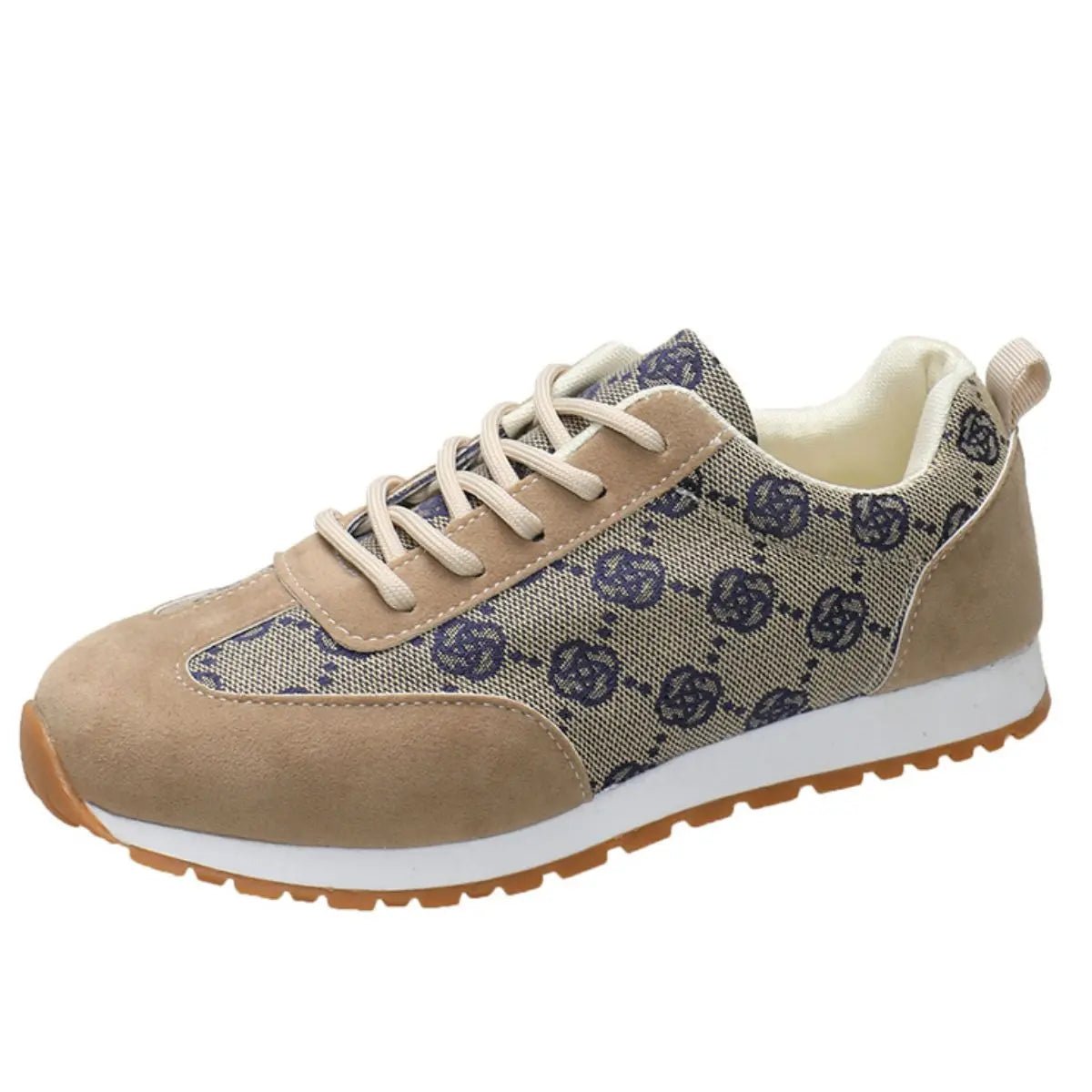 Floral Contrast Round Toe Sneakers - GlossiChic CollectionShoes