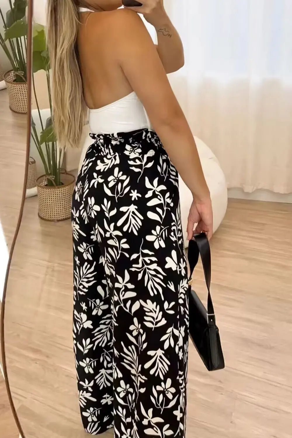 Full Size Printed High Waist Wide Leg Pants - GlossiChic CollectionJeans, Pants, & Shorts