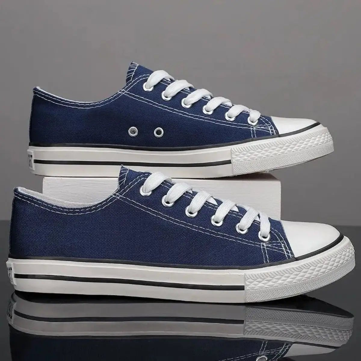Lace Up Round Toe Canvas Sneakers - GlossiChic CollectionShoes