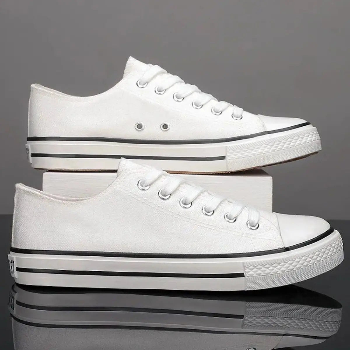 Lace Up Round Toe Canvas Sneakers - GlossiChic CollectionShoes