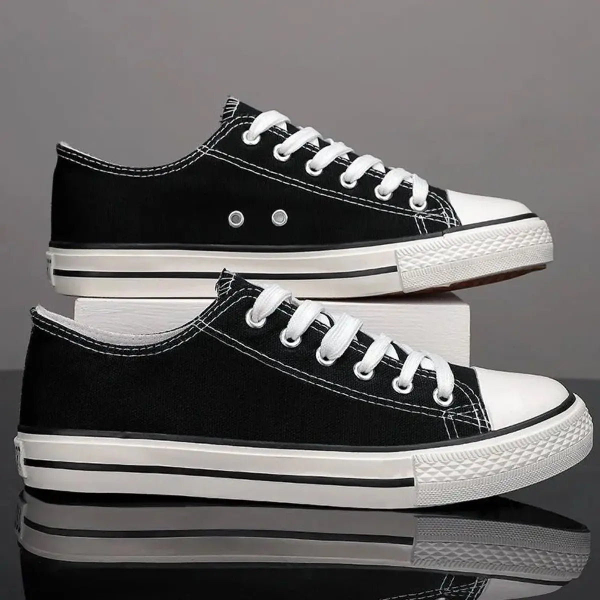 Lace Up Round Toe Canvas Sneakers - GlossiChic CollectionShoes