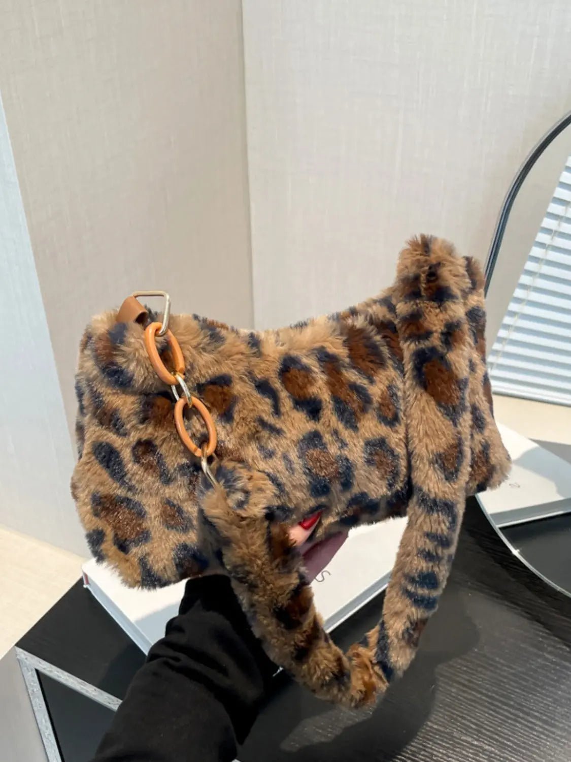 Leopard Fluff Shoulder Bag - GlossiChic Collectionhandbags