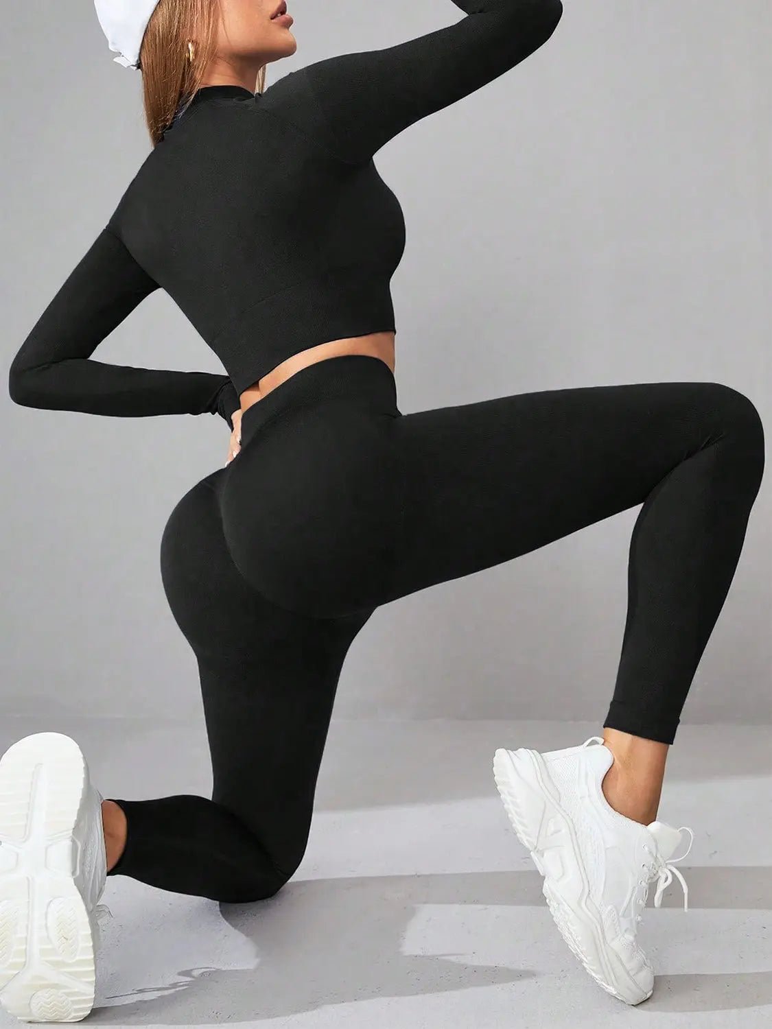 Mock Neck Long Sleeve Top and Leggings Active Set - GlossiChic CollectionActivewear