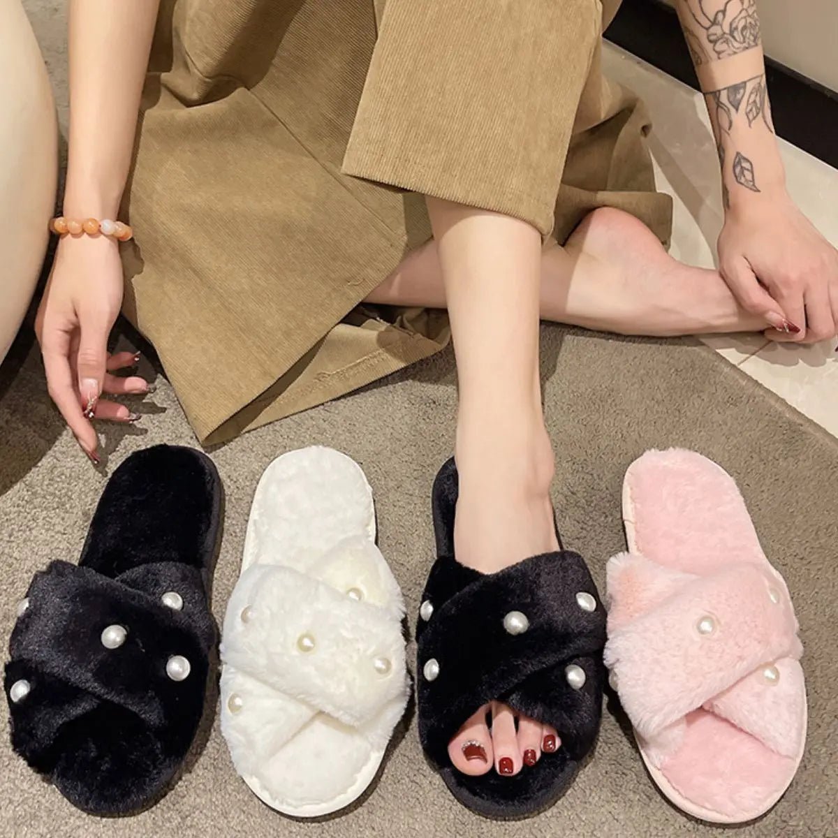 Open Toe Flats Slippers - GlossiChic CollectionShoes