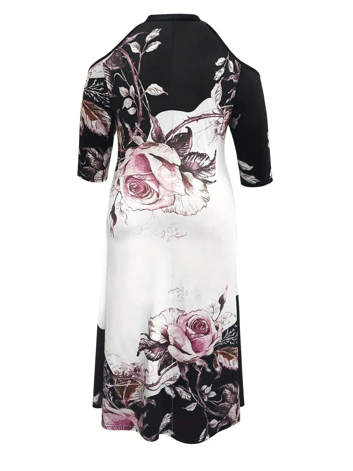 Plus Size Cutout Printed Cold Shoulder Dress - GlossiChic CollectionDresses