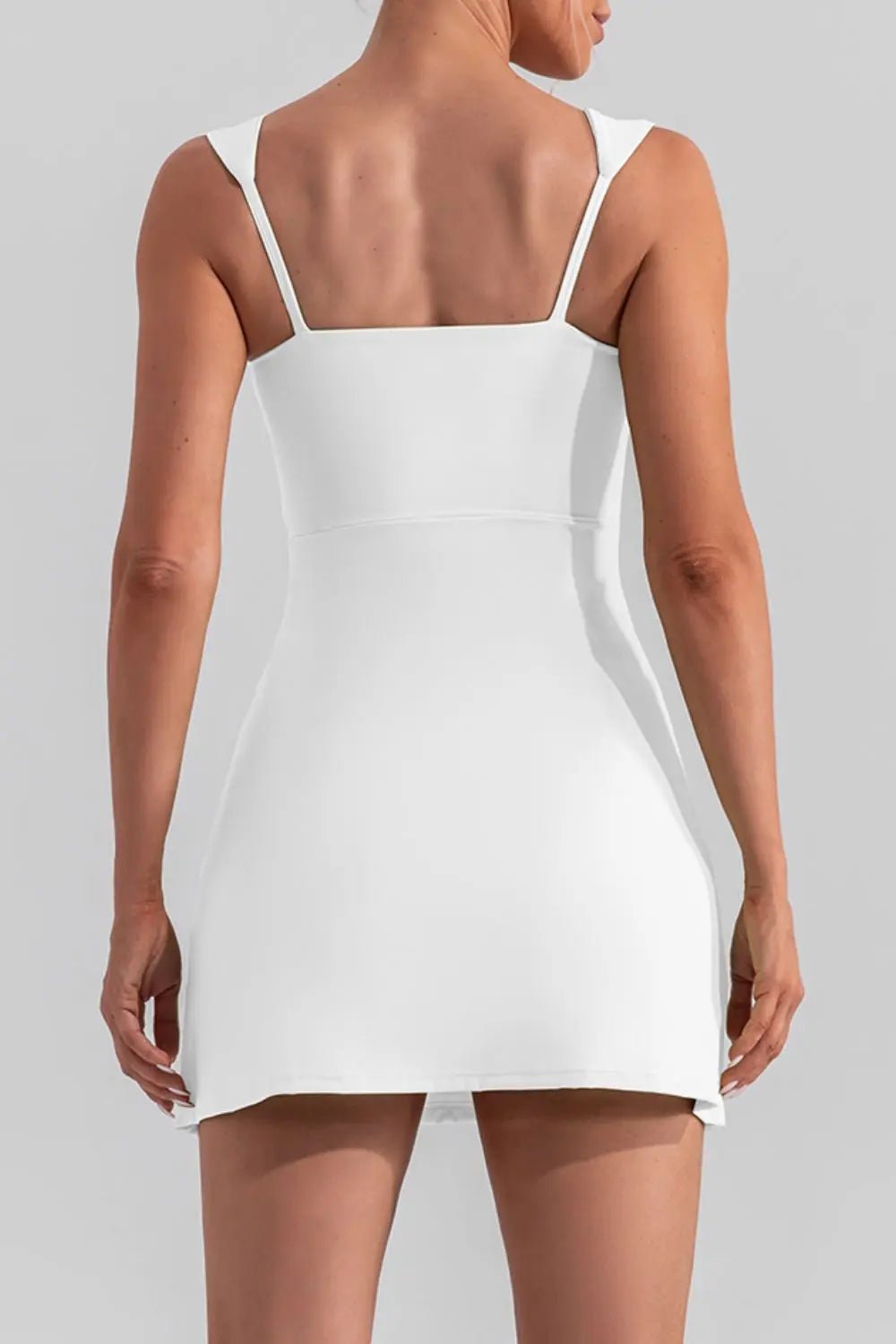 Square Neck Sleeveless Slit Mini Active Dress - GlossiChic CollectionActivewear