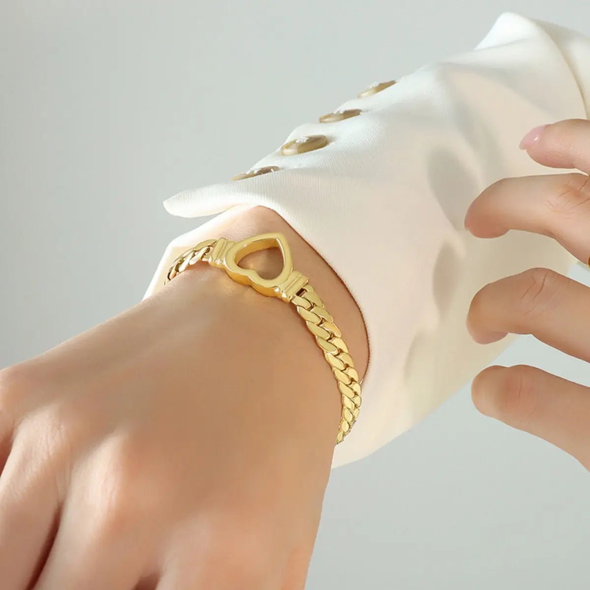 Titanium Steel Cutout Heart Bracelet - GlossiChic Collectionjewelry