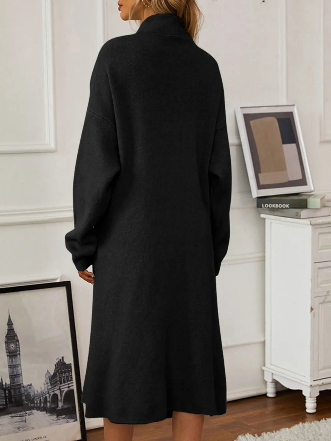 V - Neck Cami Dress and Open Front Cardigan Sweater Set - GlossiChic CollectionOutfit Set