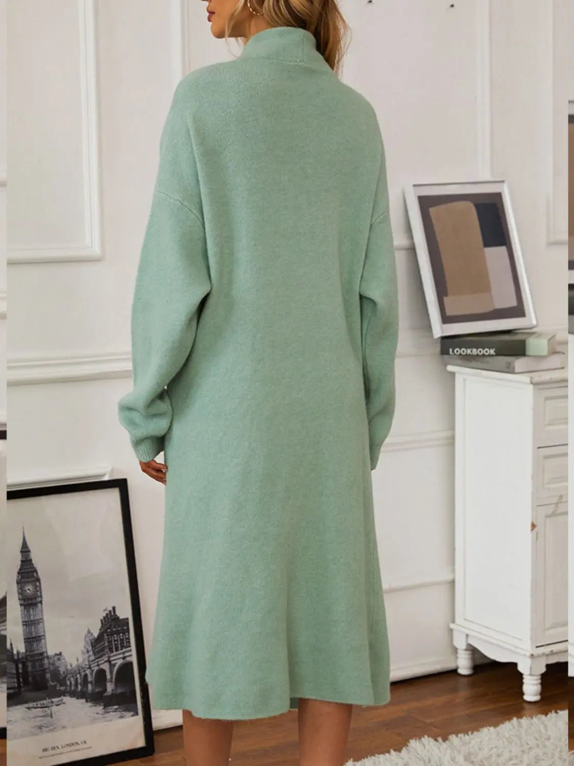 V - Neck Cami Dress and Open Front Cardigan Sweater Set - GlossiChic CollectionOutfit Set