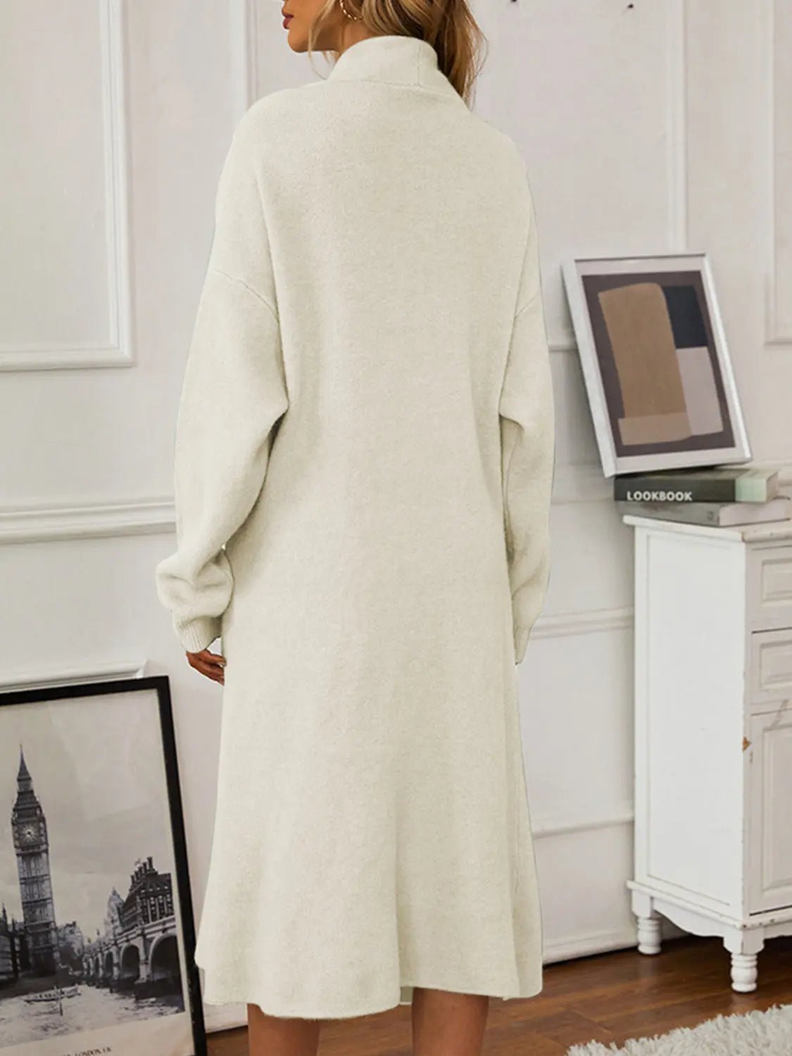 V - Neck Cami Dress and Open Front Cardigan Sweater Set - GlossiChic CollectionOutfit Set